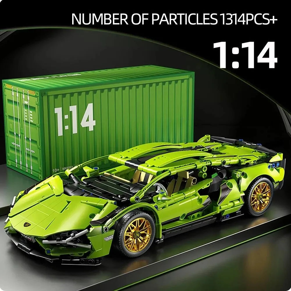 1:14 Green Bull Supercar Building Set – 1280pcs