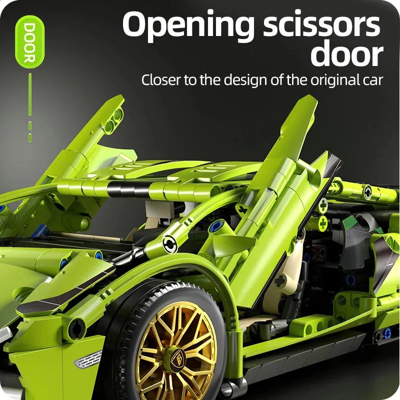 1:14 Green Bull Supercar Building Set – 1280pcs