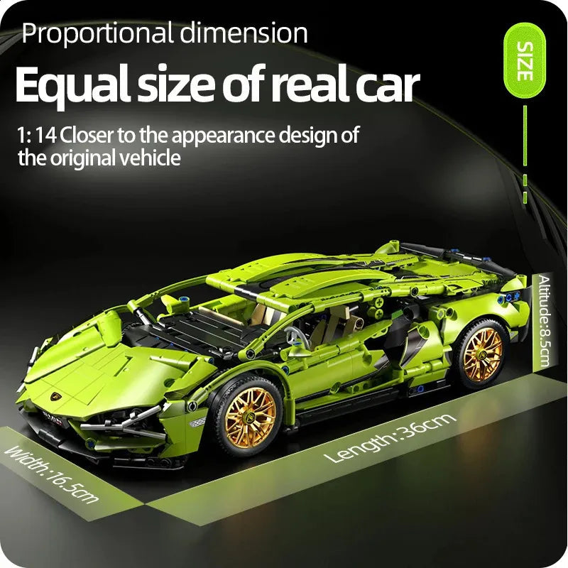 1:14 Green Bull Supercar Building Set – 1280pcs