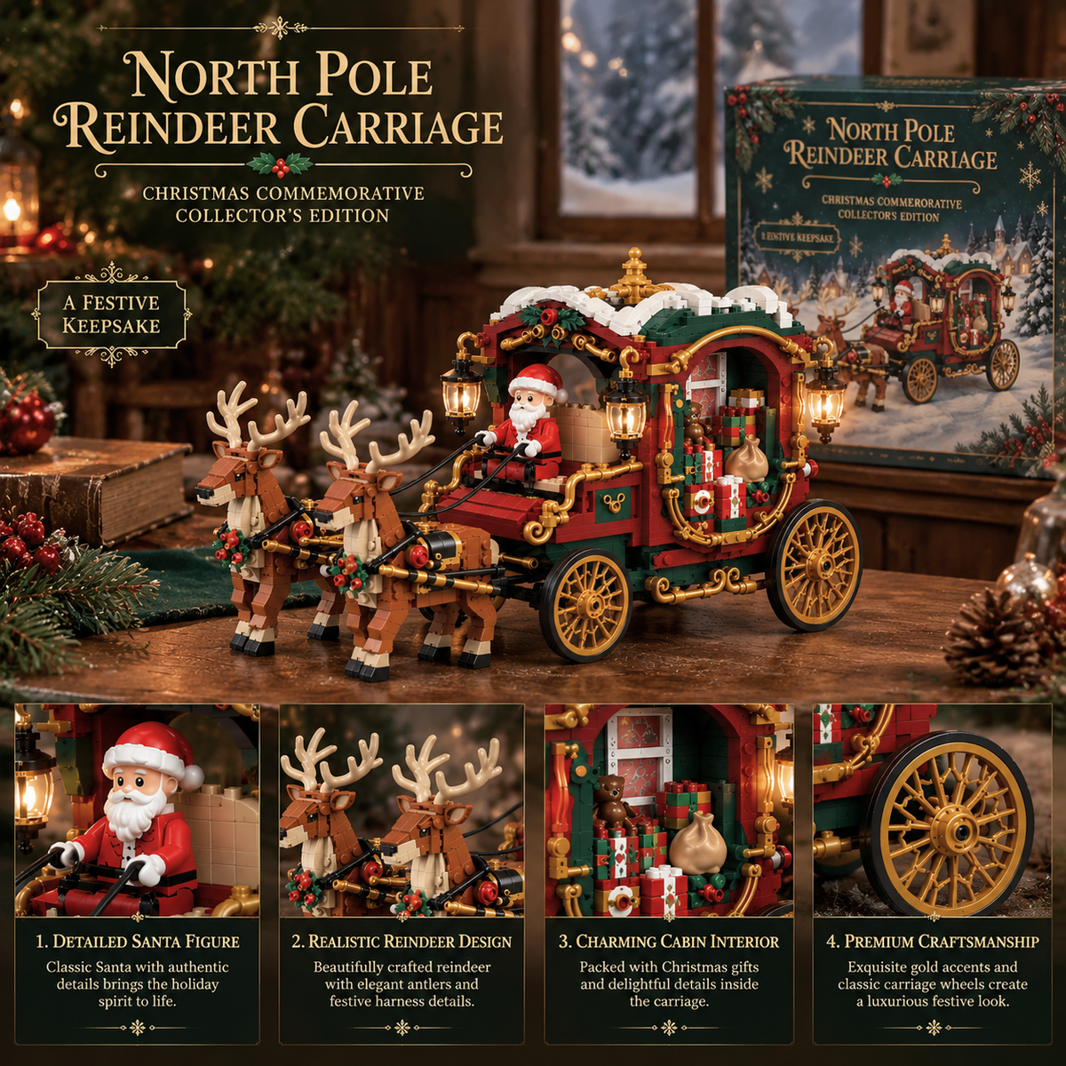 North Pole Reindeer Carriage Building Set